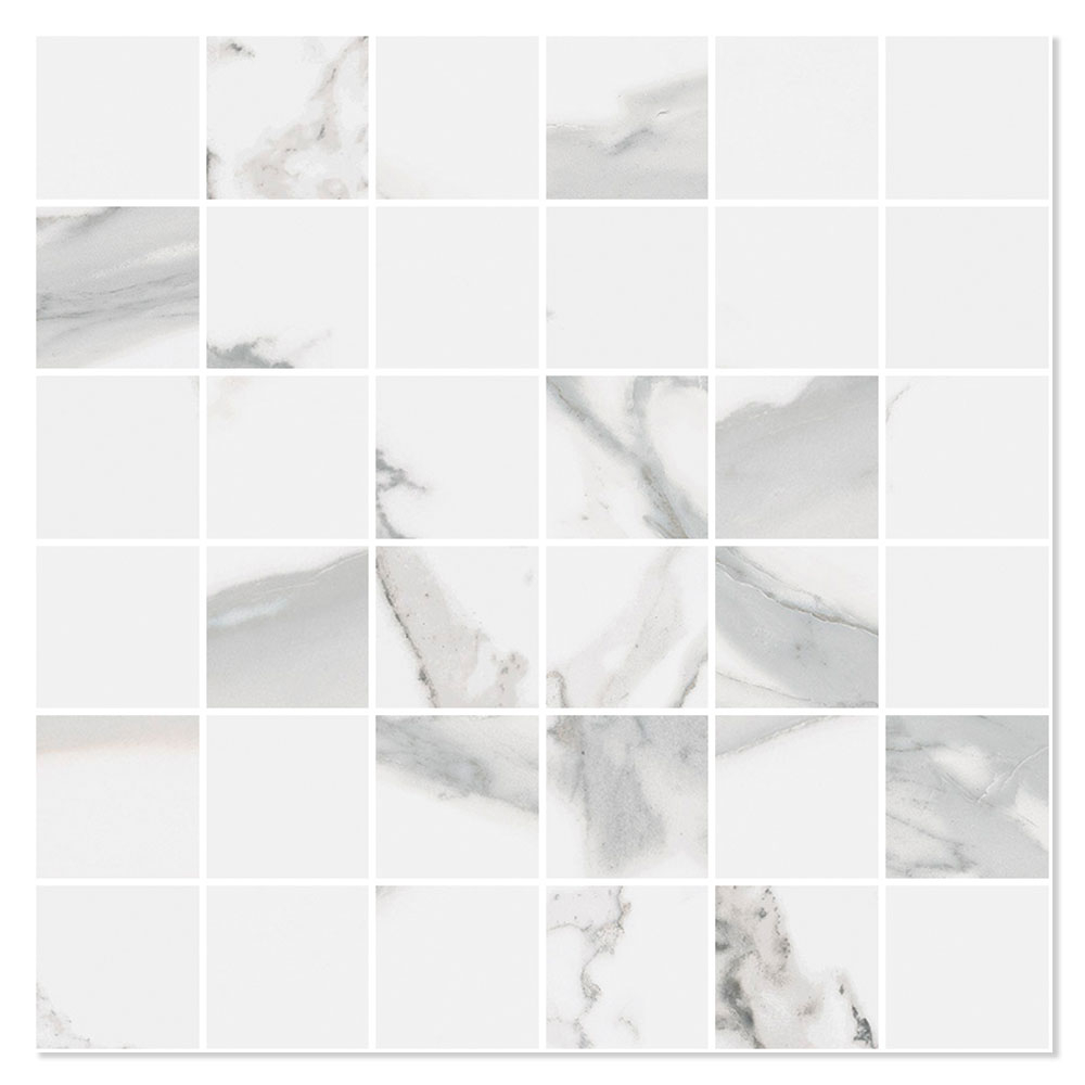 Marmor Mosaikkflis Lucid Hvit Polert 30x30 (5x5) cm